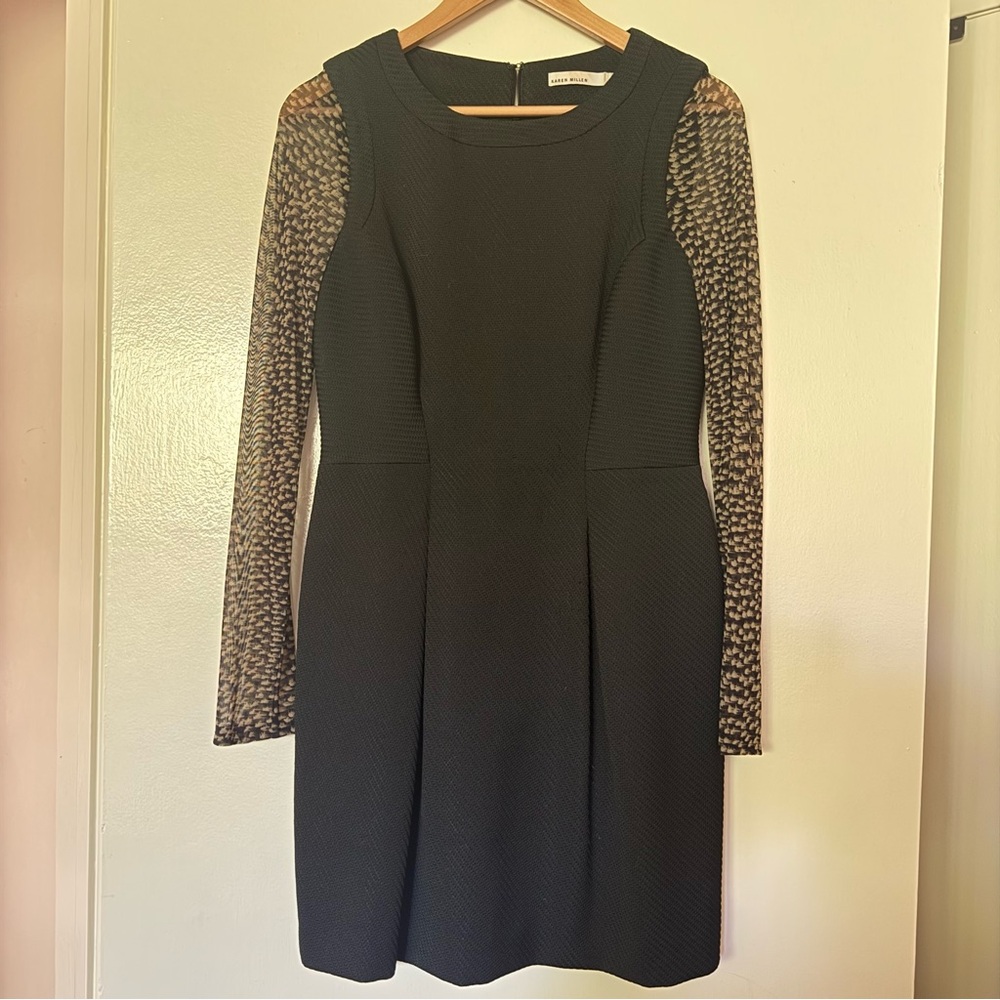 Karen Millen Black Textured Structural Dress